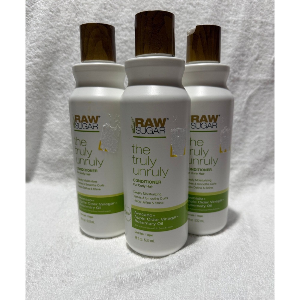 Raw Sugar The Truly Unruly Conditioner Curly Hair Avocado Apple Cider 18oz 3 Pck